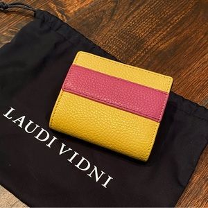Laudi Vidni “Mezzo” Leather Color-Block Small Wallet (Yellow/Pink)